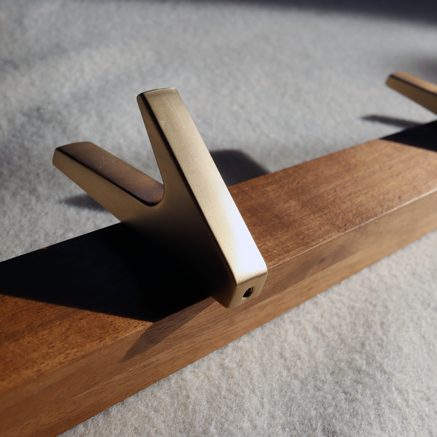 Walnut/Brushed Bronze Coat Hooks