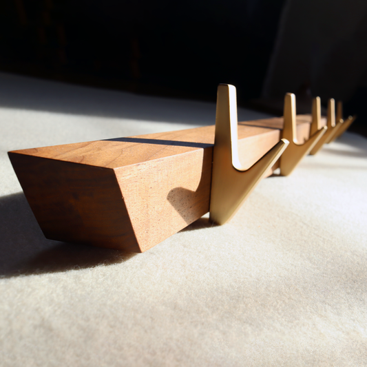 Walnut/Brushed Bronze Coat Hooks